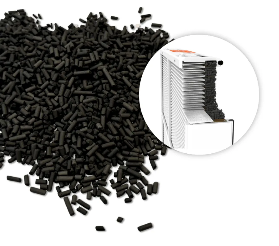 Activated carbon pellets used in the Ultimate odour filter